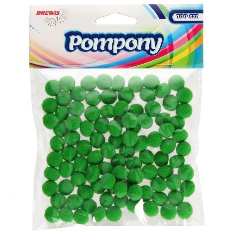 Pompony kreatywne Brewis 1cm Zielone, 100szt